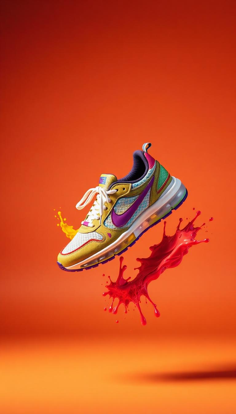Colorful sneaker with paint splash