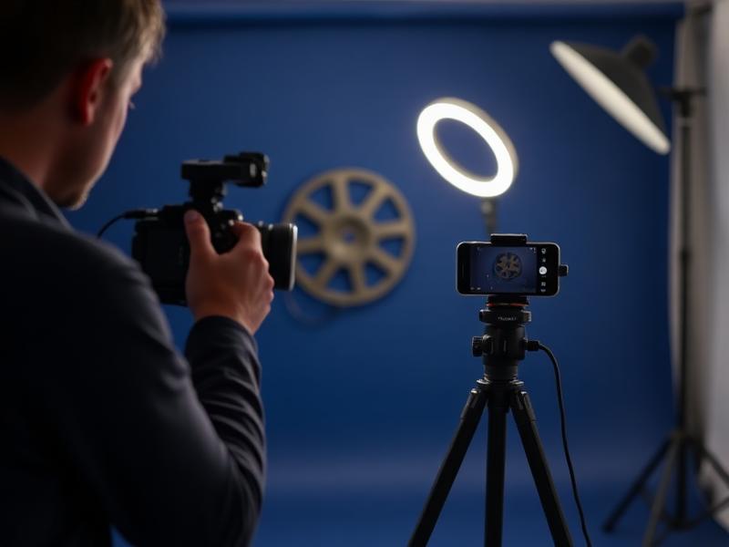 Studio setup filming a vertical reel