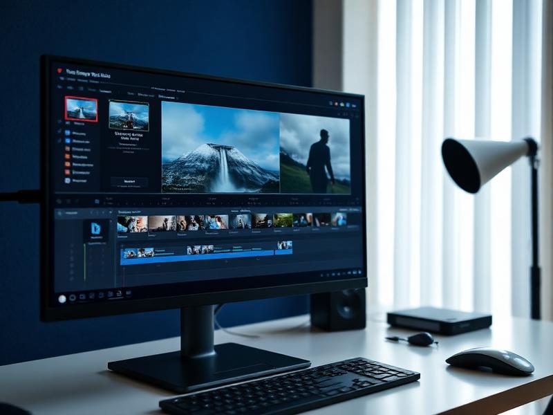 Video editing timeline on a monitor